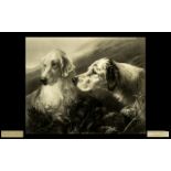 Heywood Hardy Pencil Signed Etching, Depicting Two Hunting Dogs, in fine detailing.