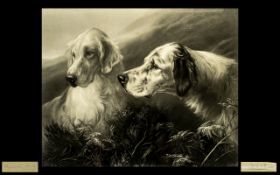 Heywood Hardy Pencil Signed Etching, Depicting Two Hunting Dogs, in fine detailing.