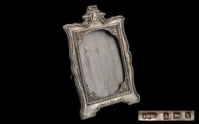 Silver Photo Frame fully hallmarked for Birmingham 1909. 8" tall, a/f condition.