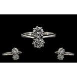 18ct White Gold - Superb Quality 2 Stone Diamond Set Dress Ring. Full Hallmark for 750 - 18 ct.