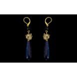 Pair of Lapis Panther Earrings. For Pierced Earrings. Please See Photo.