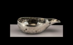 A Georgian Silver Pap Bowl of plain form. Hallmark rubbed. Looks to be 1760. Length 110 mm.