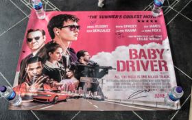 Baby Driver Rare First Edition Quad Signed By Acclaimed Cast &amp;