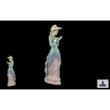 Lladro - Porcelain Hand Painted Tall Figure - Title ' Reading ' Girl Reading a Book.