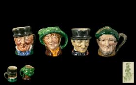 Royal Doulton - Small Collection of Hand Painted Early Miniature Character Jugs ( 4 ) In Total.