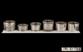 Antique Period Collection of Silver Napkin Holders ( 6 ) In Total.