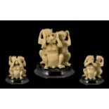 Early 20th Century Ivory Figure Group of Monkeys.