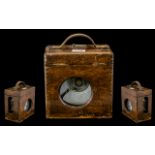 Pigeon Vintage Racing Timing Clock In An Oak Carrying Case with Leather Strap Handle,