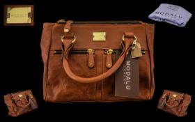 Modallu London Brown Leather Ladies Fashion Handbag with Original Label Still Attached with Outer