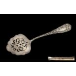 Solid Silver Cake Slice / Server - Victorian Cake Slice, Heavily Decorated Throughout,