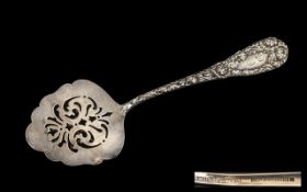 Solid Silver Cake Slice / Server - Victorian Cake Slice, Heavily Decorated Throughout,