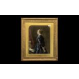 Oil Graph Print of a Victorian Lady In a Gilt Frame After Millais. Size 28 x 24 Inches.