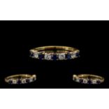 14ct Diamond and Sapphire Ring, Diamonds and Sapphires are of Good Colour and Sparkle. Ring Size O