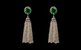 Peacock Quartz Tassel Drop Earrings, the bright blue/green Mediterranean tones of peacock quartz,