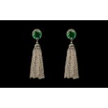 Peacock Quartz Tassel Drop Earrings, the bright blue/green Mediterranean tones of peacock quartz,