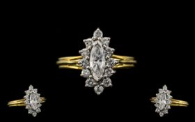 Ladies - Attractive and Top Quality 18ct Gold Diamond Set Dress Ring,