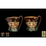 Royal Doulton - Early Pair of Hand Painted Character Jugs with Slight Colour Variations ' Old