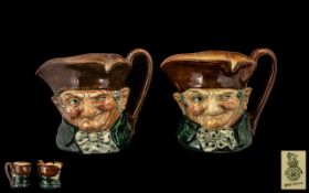 Royal Doulton - Early Pair of Hand Painted Character Jugs with Slight Colour Variations ' Old