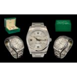 Rolex Gents Oyster Perpetual Silvered Steel Chronometer Wrist Watch with silver dial and luminous
