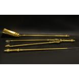 Christopher Dresser Design Set of Three Brass Fire Irons,