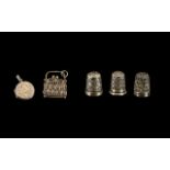 Collection of Hallmarked Silver to Include 3 Silver Thimbles,