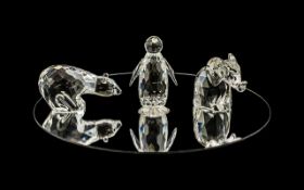Swarovski Silver Crystal Figures ( 3 ) Figures In Total.