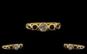 18ct Gold Diamond & Ruby, Sapphire Ring.