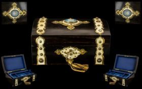 Victorian Period - Elegant and Superb Quality Ornate Coromandel Lidded Ladies Jewellery Box with