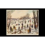 Tom Dodson ( 1979 ) Limited Edition Print ' Winter Ice Skating ' Pencil Signed to the Margins with