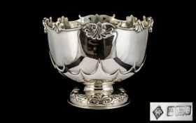 Victorian Period Superb Quality Solid Silver Punch Bowl of Wonderful Proportions / Form and Heavy