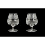 A Pair of Edinburgh Crystal Brandy Glasses Thistle Design, in original gift box. Signed to base.