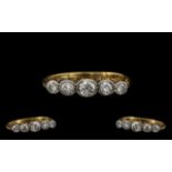 Antique Period 18ct Gold and Platinum 5 Stone Pave Set Diamond Ring of Pleasing Appearance,