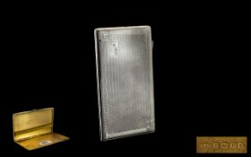 Art Deco Period Gents Rectangular Shaped Engine Turned Cigarette Case From The 1930's.