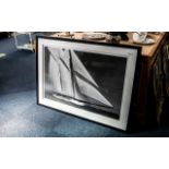 OKA Large Contemporary Photographic Print of an Ocean Going Yacht In Full Sail, In Black Slip.