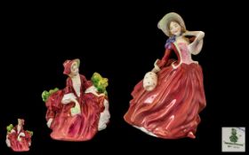 Royal Doulton - Early Hand Painted Figurine ' Autumn Breezes ' Style One. HN1934. Designer A.