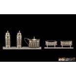 Late Victorian Period Well Designed and Excellent Quality Silver 5 Piece Cruet Set.