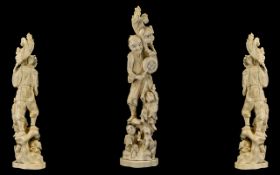 Japanese - Late 19th Century Carved Ivory Figure Group. Meiji Period 1864 - 1912.