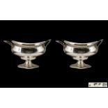 George III Superb Quality - Large and Impressive Pair of Cast Silver Twin Handle Boat Shaped Sauce