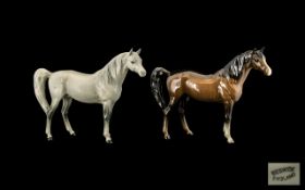 Beswick Horse Figures (2) comprising Arab 'Xayal', one horse grey, the other brown, Model No. 1265.