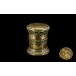 An Antique Oriental Cast Brass Round Lidded Box, with Lotus Decoration to the Body,