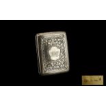 Silver Cigarette Case with Engraving, Birmingham 1903 Maker W.A. 3 X 2.5 Inches.