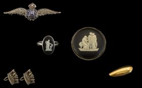 A Small Mixed Lot of Silver Jewellery to include an RAF sweetheart brooch set with marquesites,