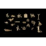 An Excellent Collection of Assorted Old Sterling Silver Old Charms - Loose ( 20 ) Charms In Total.