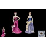 Coalport - Hand Painted Pair of Porcelain Figures ( 2 ) In Total. Comprises 1/ ' Ladies of Fashion '