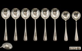 Wonderful Set of Six Top Quality Heavy Sterling Silver Large Soup Spoons In Rattail Design,