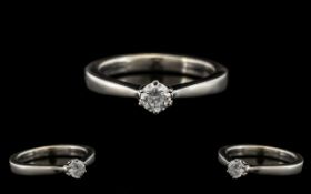 Ladies 9ct White Gold Single Stone Diamond Set Ring, Marked 9.375 to Interior of Shank.
