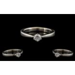 Ladies 9ct White Gold Single Stone Diamond Set Ring, Marked 9.375 to Interior of Shank.