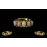 Edwardian Period Attractive 18ct Gold Opal and Diamond Set Dress Ring, In a Gallery Setting.