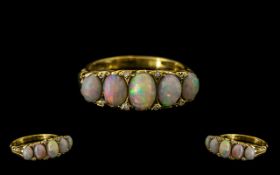 Edwardian Period Attractive 18ct Gold Opal and Diamond Set Dress Ring, In a Gallery Setting.