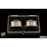 Edwardian Period Nice Quality Pair of Silver Napkin Holders In Original Box. Hallmark Chester 1911.
